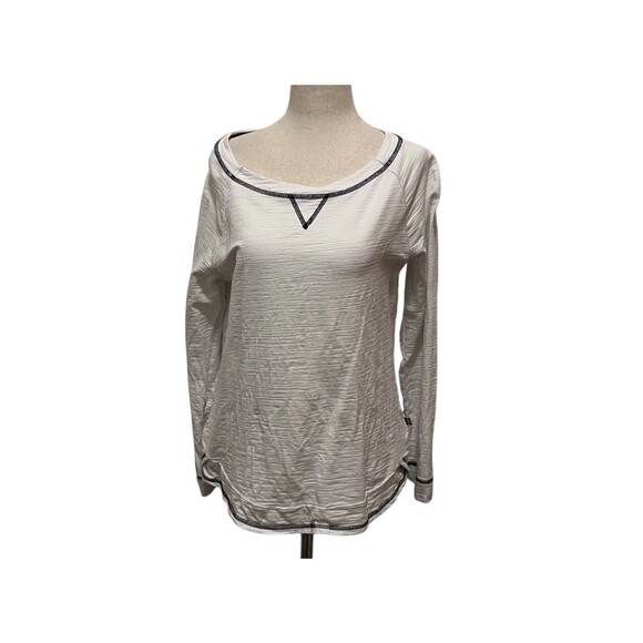 T by Talbots Womens Sz Medium UPF 50+ White And Blue Pullover T-shirt Nautical - Picture 2 of 11